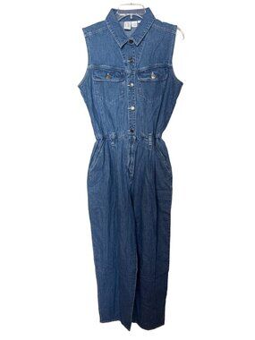 CW Clifford & Wills Vintage Denim Button Down Jumpsuit in Jean 14 Womens